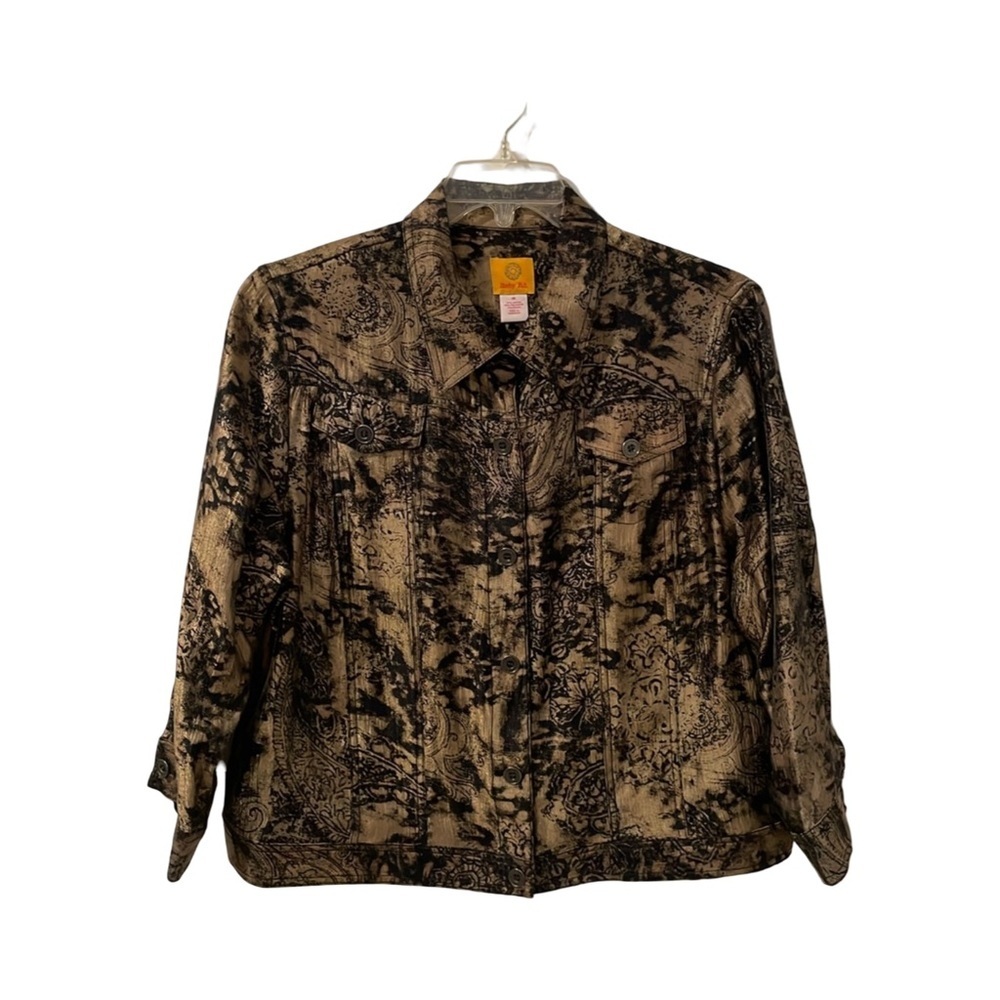Ruby Rd. Green Black Lightweight Jacket Size 12